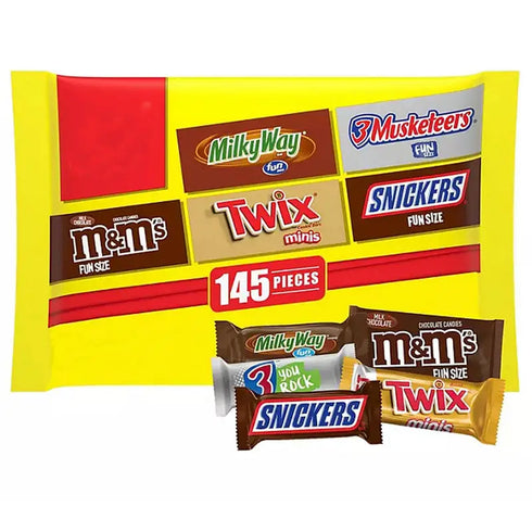 Mars Milk Chocolate Variety Pack Candy, 145 pcs - Assorted M&M's, Snickers, and More, Perfect for Parties, Sharing, or Snacking, Fun-Size Treats in a Bulk Pack
